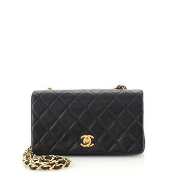 Chanel Vintage Full Flap Bag Quilted Lambskin Mini