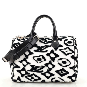 Louis Vuitton Speedy Bandouliere Bag Limited Edition Urs Fischer Tufted Monogram Canvas 25