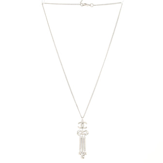 Chanel Bow Lariat Necklace Metal with Crystals
