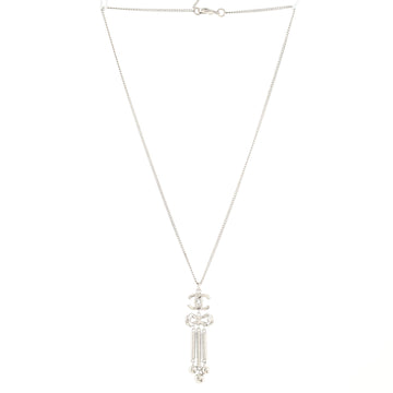 Chanel Bow Lariat Necklace Metal with Crystals