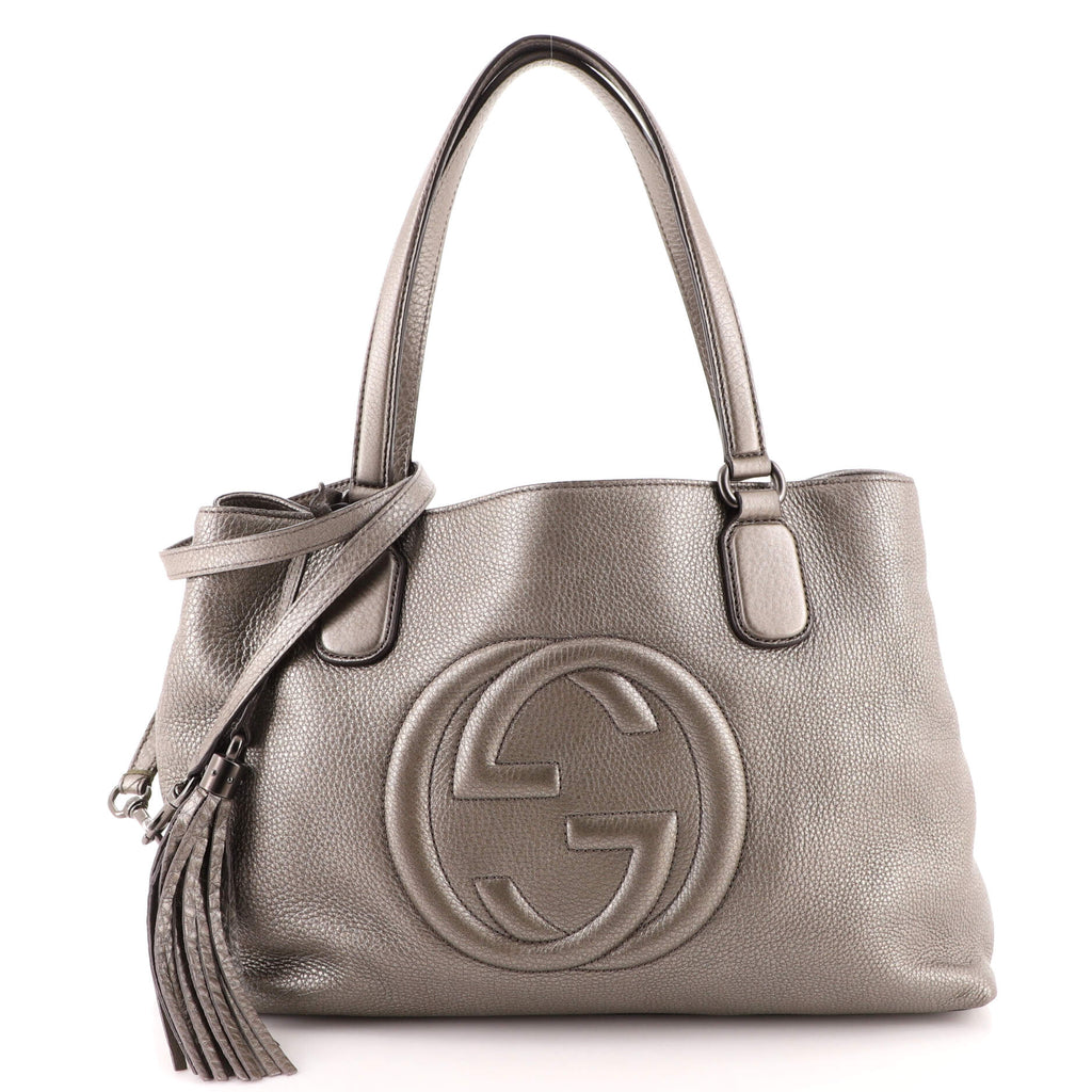 Gucci Soho Working Tote Leather Medium Gray 191417205