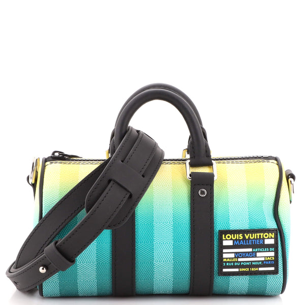 Louis Vuitton Keepall Bandouliere Bag Limited Edition Gradient Damier Stripes Xs Multicolor