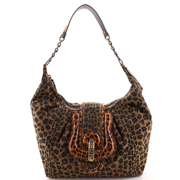 Fendi B. Bag Hobo Leopard Print Jacquard
