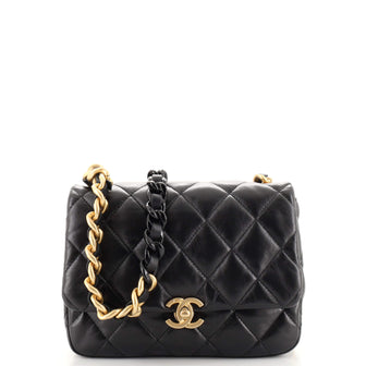 Chanel Lacquered Metal CC Flap Bag Quilted Lambskin Small