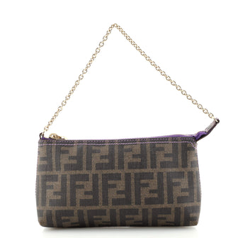 Fendi Chain Pochette Zucca Coated Canvas Brown 191417275