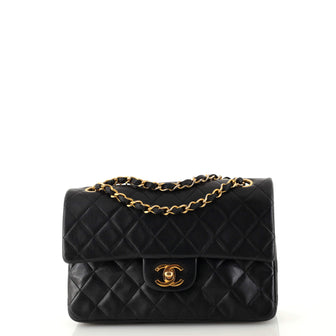 Chanel Vintage Classic Double Flap Bag Quilted Lambskin Small