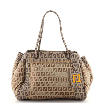 Fendi Shopping Tote Zucchino Coated Canvas with Zucchino Nylon Medium