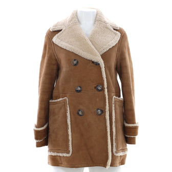 Burberry Brit Women's Double Breasted Coat Shearling and Cotton