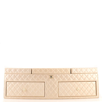 Chanel CC Two Drawer Jewelry Box Quilted Lambskin with Faux Pearls Detail Large