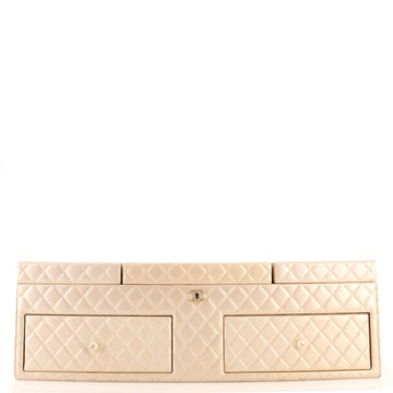 Chanel CC Two Drawer Jewelry Box Quilted Lambskin with Faux Pearls Detail Large