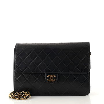 Chanel Vintage Clutch with Chain Quilted Leather Medium