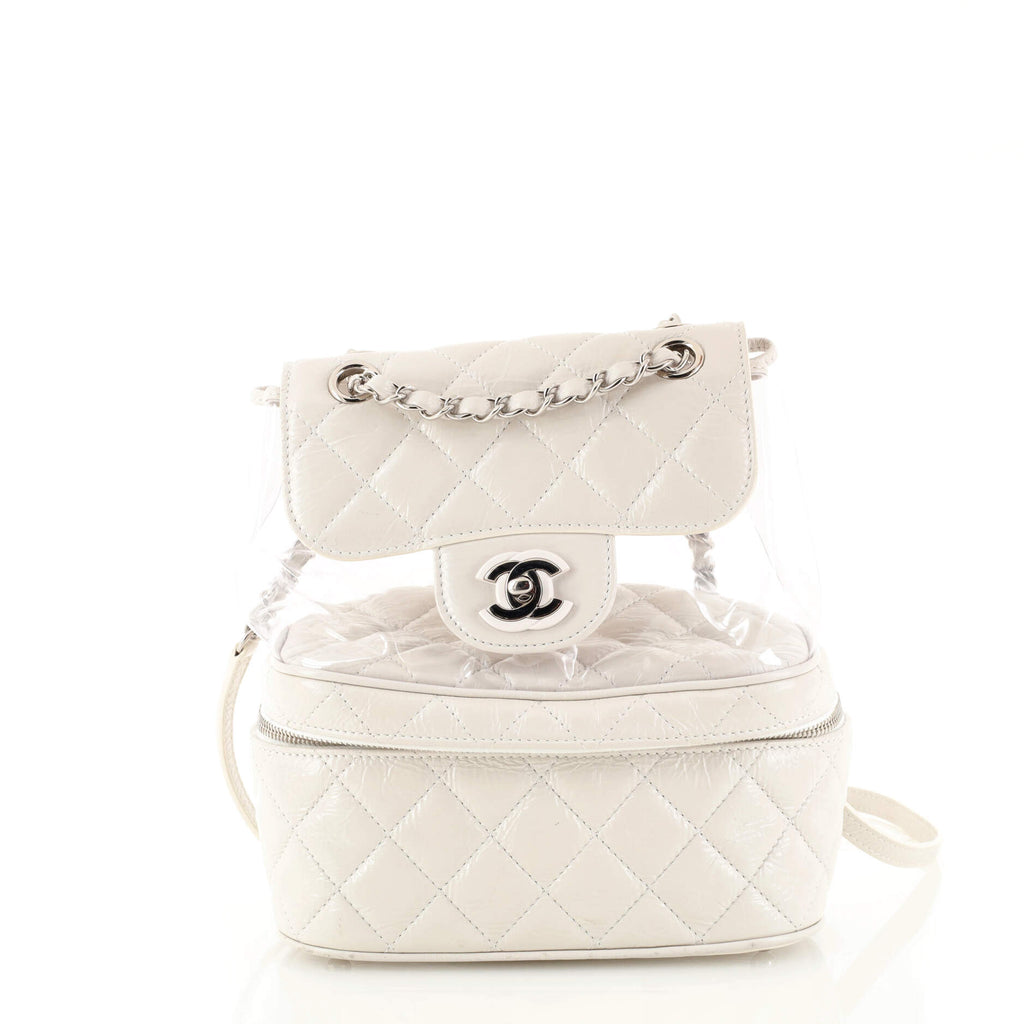 Chanel Zip Around Flap Backpack Quilted Crumpled Calfskin and PVC Small at  1stDibs