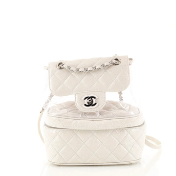 Chanel Zip Around Flap Backpack Quilted Crumpled Calfskin and PVC Small