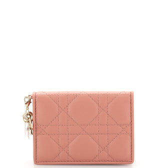 Christian Dior Lady Dior Flap Card Case Cannage Quilt Lambskin