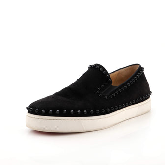 Christian Louboutin Men's Pik Boat Flat Sneakers Spiked Suede