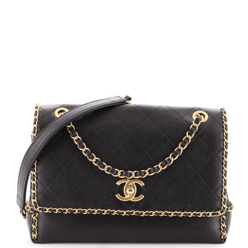 Chanel Chain All Over Flap Bag Stitched Calfskin Medium