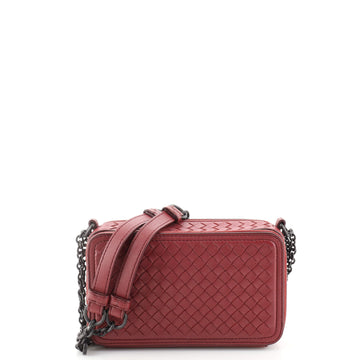 Bottega Veneta Double Zip Chain Crossbody Bag Intrecciato Nappa