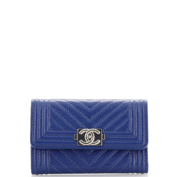 Chanel Boy Flap Card Case Chevron Caviar