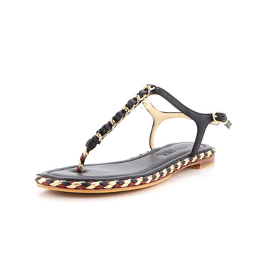 Chanel Women's CC Chain Thong Sandals Leather