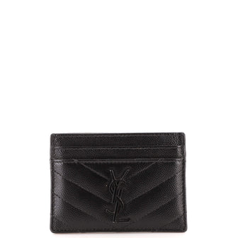 Saint Laurent Classic Monogram Card Holder Matelasse Chevron Leather