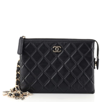Chanel Coco Charms Wristlet Pouch Quilted Lambskin