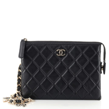 Chanel Coco Charms Wristlet Pouch Quilted Lambskin