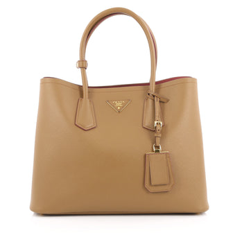 Prada Cuir Double Tote Saffiano Leather Medium Brown 1916003