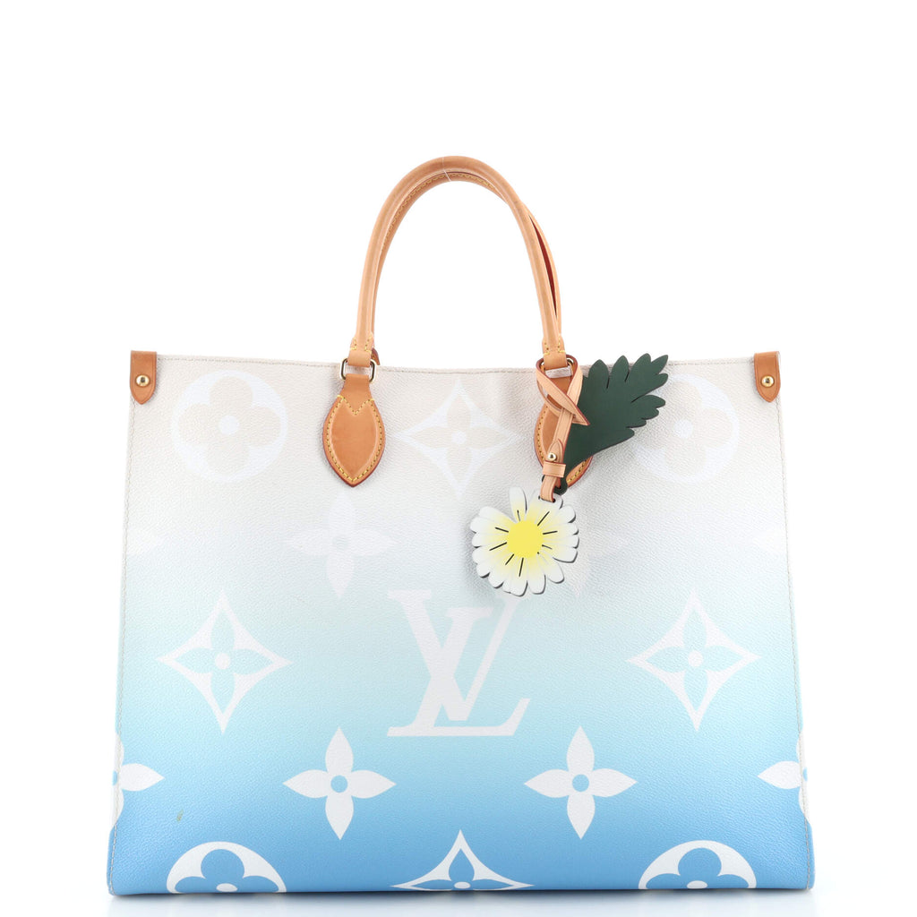 LOUIS VUITTON BY THE POOL ONTHEGO GM BLUE WHITE GIANT MONOGRAM BAG TOTE  LIMITED