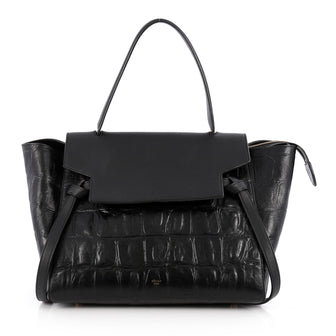 Celine Belt Bag Crocodile Embossed Leather Medium Black