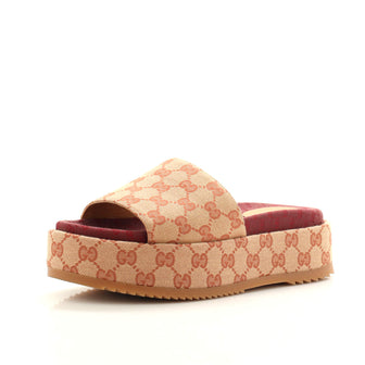 Gucci Women's Angelina Platform Slide Sandals GG Canvas