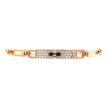 Hermes Kelly Chaine Bracelet 18K Yellow Gold and Pave Diamonds Small