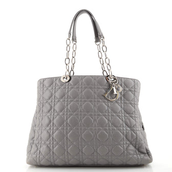 Christian Dior Soft Zipped Shopping Tote Cannage Quilt Lambskin Large