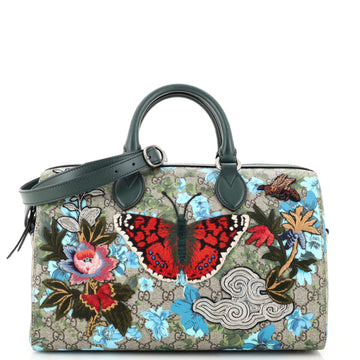 Gucci Convertible Boston Bag Embroidered GG Coated Canvas Medium