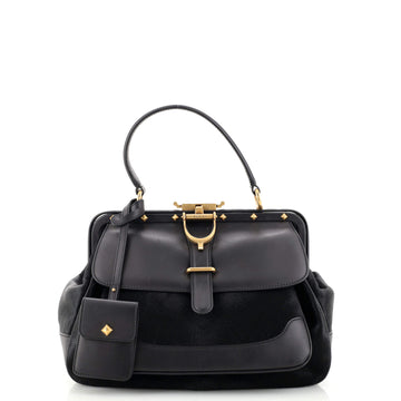 Gucci Lady Stirrup Top Handle Bag Leather and Calf Hair Medium