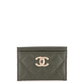 Chanel Textured CC Card Holder Quilted Caviar