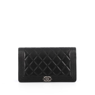 Chanel Boy Yen Wallet Quilted Lambskin Brown