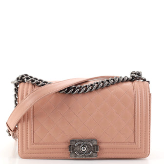 Chanel Boy Flap Bag Quilted Calfskin Old Medium