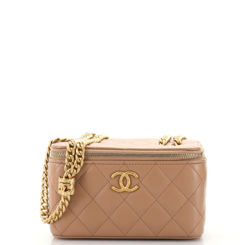 Chanel All Slide Long Vanity Case with Chain Quilted Lambskin