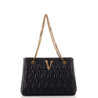 Versace Virtus Chain Tote Quilted Leather Small