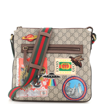 Gucci Courrier Zip Messenger GG Coated Canvas with Applique Medium
