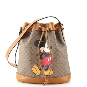 Gucci Disney Mickey Mouse Bucket Bag Printed Mini GG Coated Canvas
