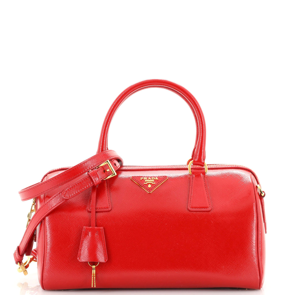 Prada Saffiano Vernice Boston Bag