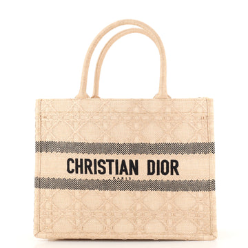 Christian Dior Book Tote Cannage Embroidered Raffia Medium