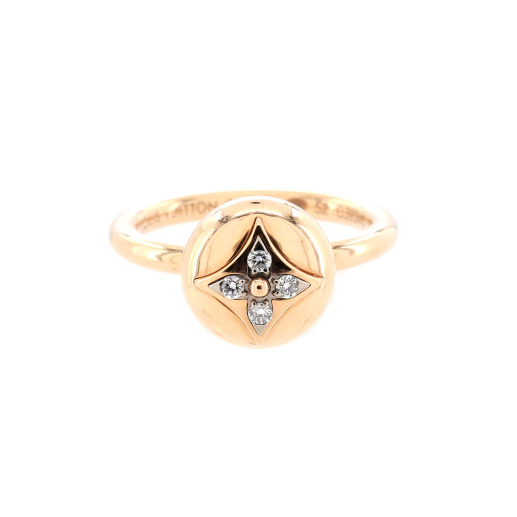 Gold, White Gold and Diamond B Blossom Ring