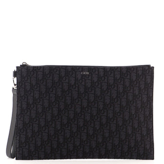 Christian Dior A4 Zip Pouch Oblique Canvas