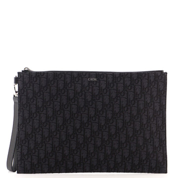 Christian Dior A4 Zip Pouch Oblique Canvas