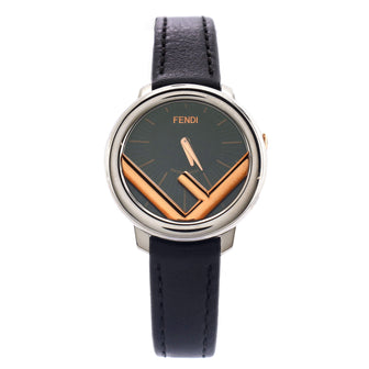 Fendi Run Away Round Quartz Watch Stainless Steel and Leather 28
