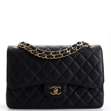 Chanel Classic Double Flap Bag Quilted Caviar Jumbo