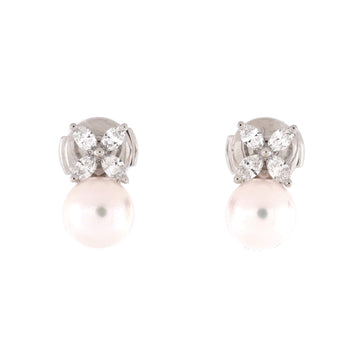 Tiffany & Co. Victoria Drop Earrings Platinum with Diamonds and Cultured Pearls