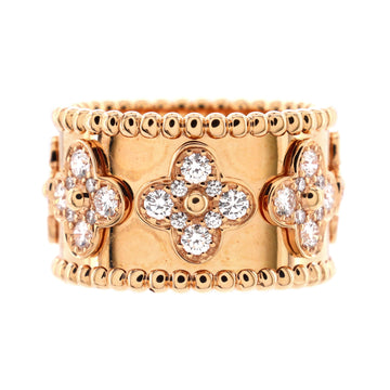 Van Cleef & Arpels Perlee Clovers Ring 18K Rose Gold with Diamonds Large